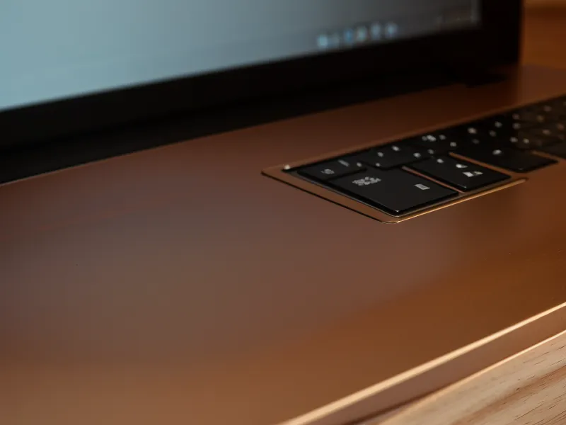 A laptop screen showing an encrypted file upload progress bar in a dark room.