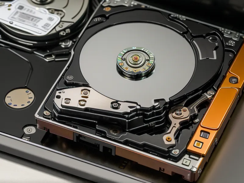 Close-up of a mechanical hard drive ready for data sanitization
