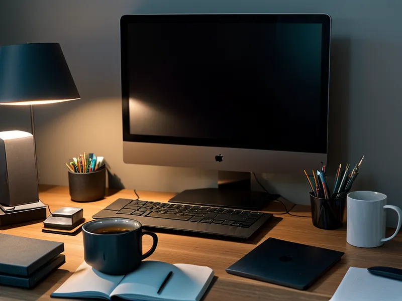 A security Yubikey resting on a desk next to a coffee mug.