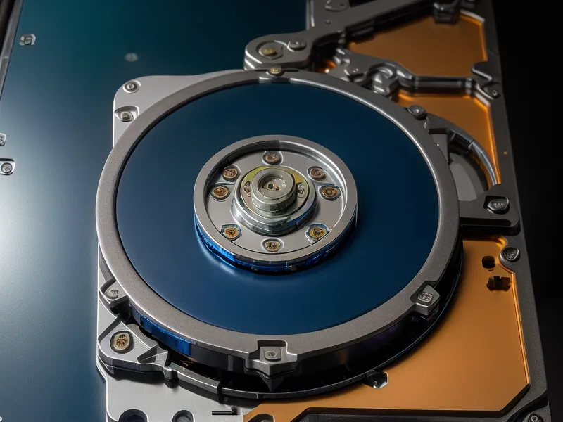 Close-up of an old mechanical hard drive with blue painter's tape, prepped for a client-confidentiality data-sanitization wipe