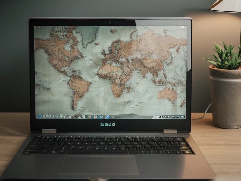 A laptop screen showing a Google search result with a blurred street view map.