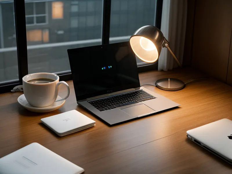 Laptop screen displaying automated data removal metrics on a dark wood desk