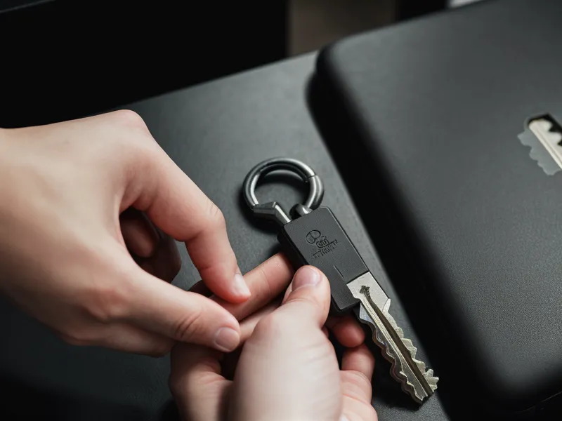A person using a Yubikey hardware token with a laptop in a coffee shop