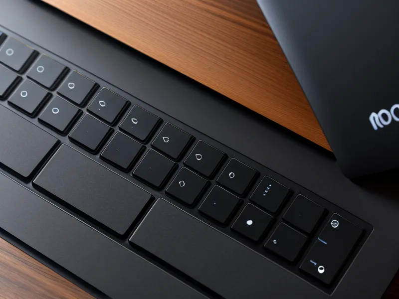 Laptop keyboard with hardware security key inserted into a USB port